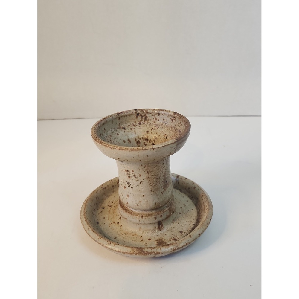 Vintage Ehlers Studio Pottery Chamberstick Hand Thrown Ceramic Candle Holder 6"